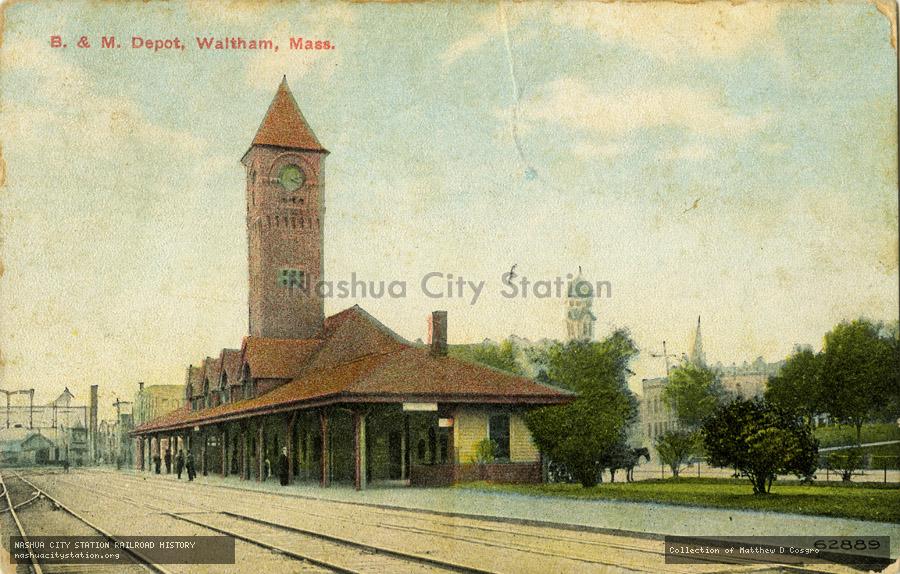 Postcard: Boston & Maine Depot, Waltham, Massachusetts